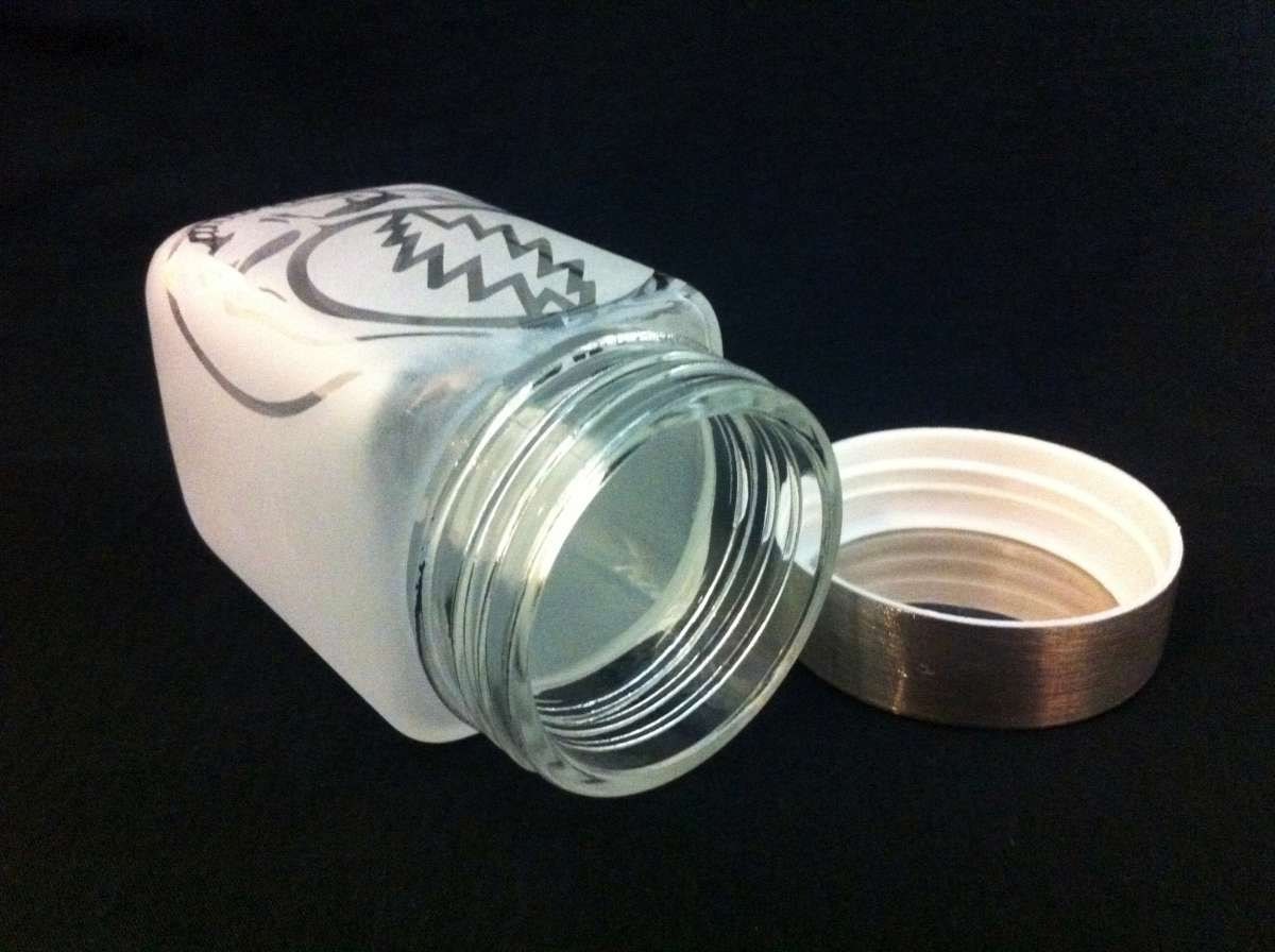 Etched Stealie Airtight Glass Jar With Metal Screw Cap