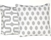 Decorative Throw Pillows Accent Pillows Gray and White Twill Pillow Covers 20 x 20 Inches