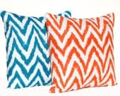 Chevron Pillows Decorative Throw Pillow Covers NEW 18 x 18 Bright Orange Pillows Diva Chevron by Premier Prints