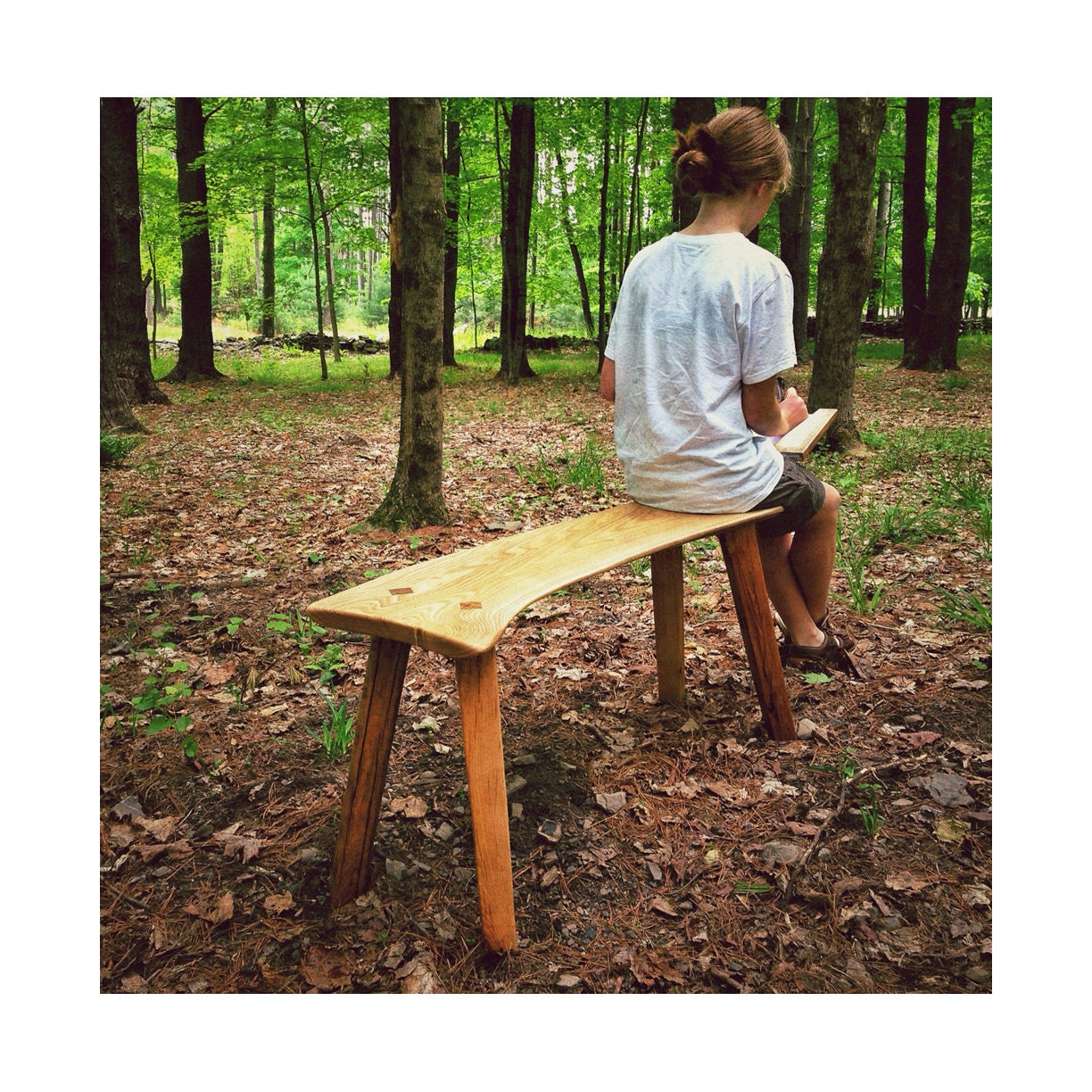Zena Road Bench: Rustic Picnic Table Bench Wooden Garden Bench Eco-Sourced Catskill Mountain Wood
