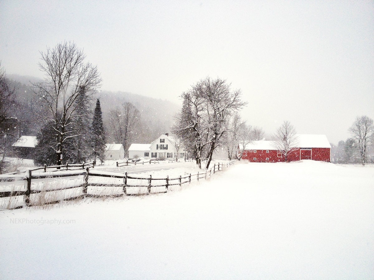 Classic Vermont Farm in Winter - 8x12 Print