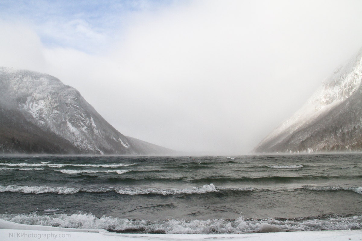 Winter Willoughby Gap with Rough Seas - 8x12 Print