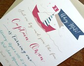 Nautical Birthday Party Invitations, Paper Sailboat Nautical Birthday Party Invitation, Boat Birthday Party Invitation