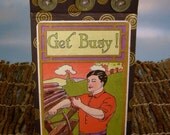 Get Busy Project Notepad with Vintage 1909 Motivational Postcard Cover