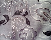 Grey Suede-Like Floral Fabric, Silver Glitter 1 1/2 Yards  X0205