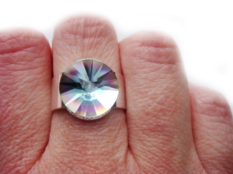 Silver Lining Rare Vintage Swarovski Crystal Ring
