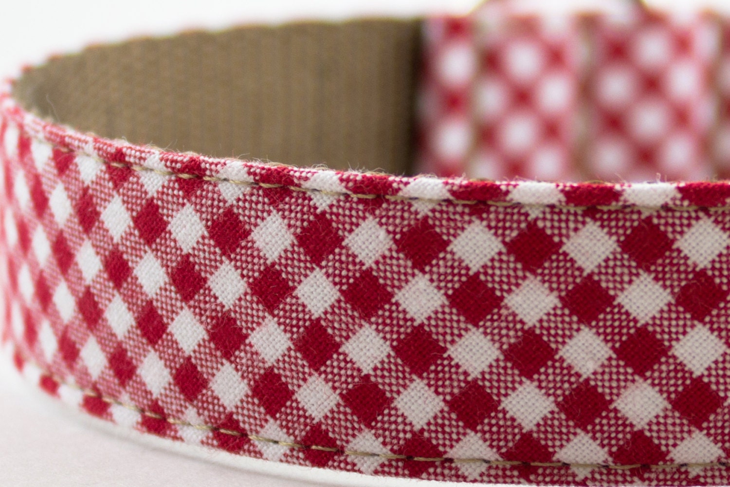 Red Gingham Dog Collar
