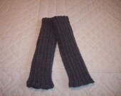Charcoal Grey Merino Wool Handknit Leg Warmers Child Size