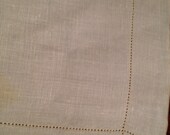Vintage Linen  Table Cloth Off White with Cut Out Detailing