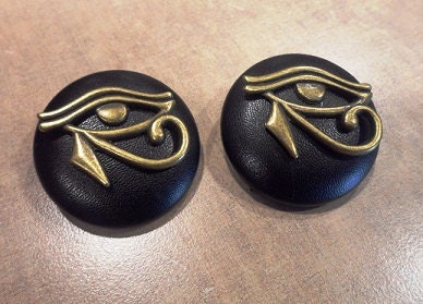 Eye of Horus Faux Leather Button Post Earrings