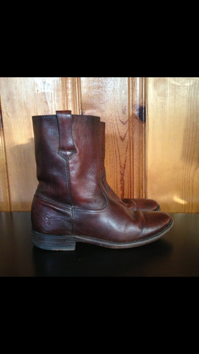 Vintage Mens Frye Roper Boots Dark Brown Red Men's Size 9/ Women's 10-11