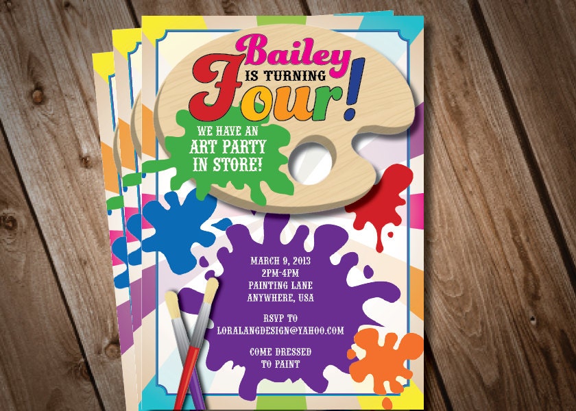 DIY Printable Art Party Birthday Invitation Il_570xn