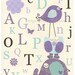 Baby girl nursery, Kids Room art, Nursery wall Art print, Brooklyn and carters elephant, lavender and turquoise, ABC, Alphabet, AQUA, purple