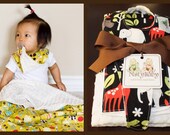 CUSTOM MADE 3pc Set: Blanket, Pacifier Bib and Burp Cloth