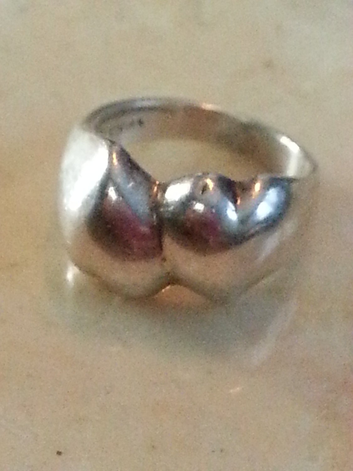 Vintage Sterling Silver 2 Hearts Ring 925 Promise Ring Love Romance Gift 1980s
