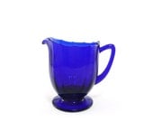 Vintage cobalt blue glass creamer pitcher