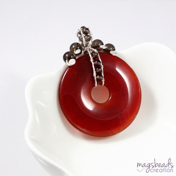 Red Agate Pendant, Gemstone Pendant, Red Stone Pendant, Sterling Silver Wirewrap, Wirewrapped Pendant, Wire wrapped Jewelry, Unique Pendant