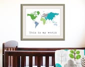 Kid wall art. World map print, children wall art. Kid playroom art. Modern Map art for children, nursery art. 8x10 nursery print by WallFry