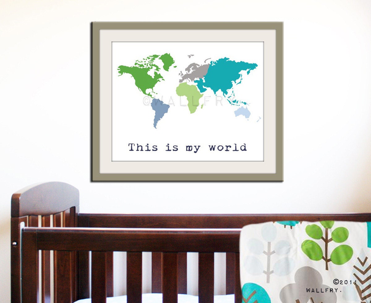 Kid wall art. World map print, children wall art. Kid playroom art. Modern Map art for children, nursery art. 8x10 nursery print by WallFry