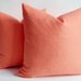 Sukan / 1 Linen Pillow Covers Coral Orange, Decorative Throw Pillows, Accent Pillows, Chevron Pillow Covers 22x22 Cushion Cover