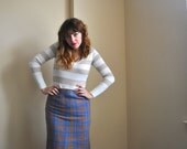 60s Skirt Wool Blue Violet Skirt - Small Pencil Skirt - 60s Gorgeous Brendella Working Girl Skirt