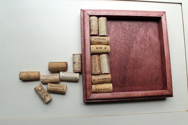 Wine Cork Trivet - Reclaimed wood DIY craft kit -  cordovan red stain - DIY wine cork crafts