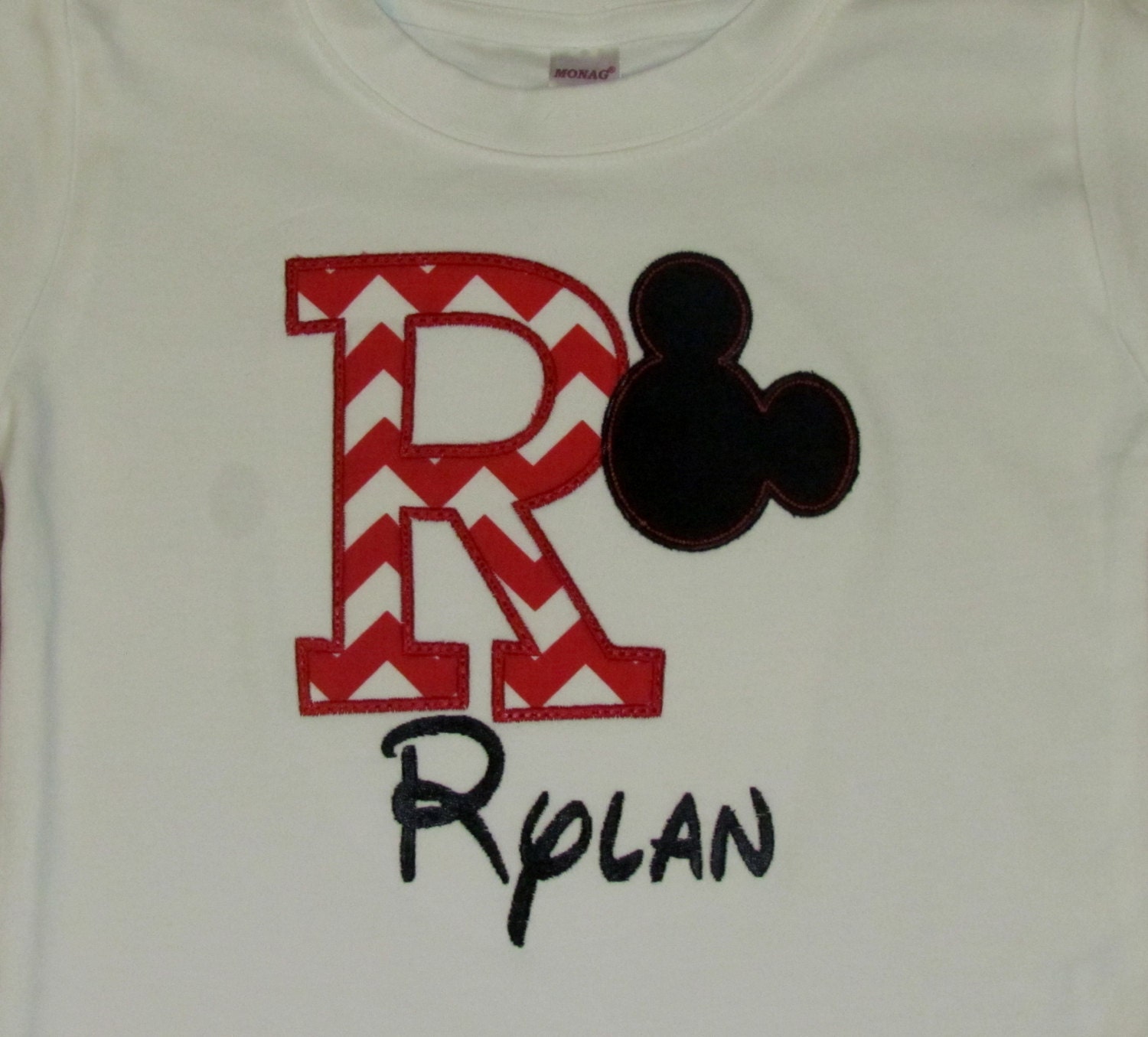 Boys, Long or Short Sleeve, Mickey Mouse, Appliqued Letter, Shirt or Onesie, YOU DESIGN, Birthday, Disney Vacation