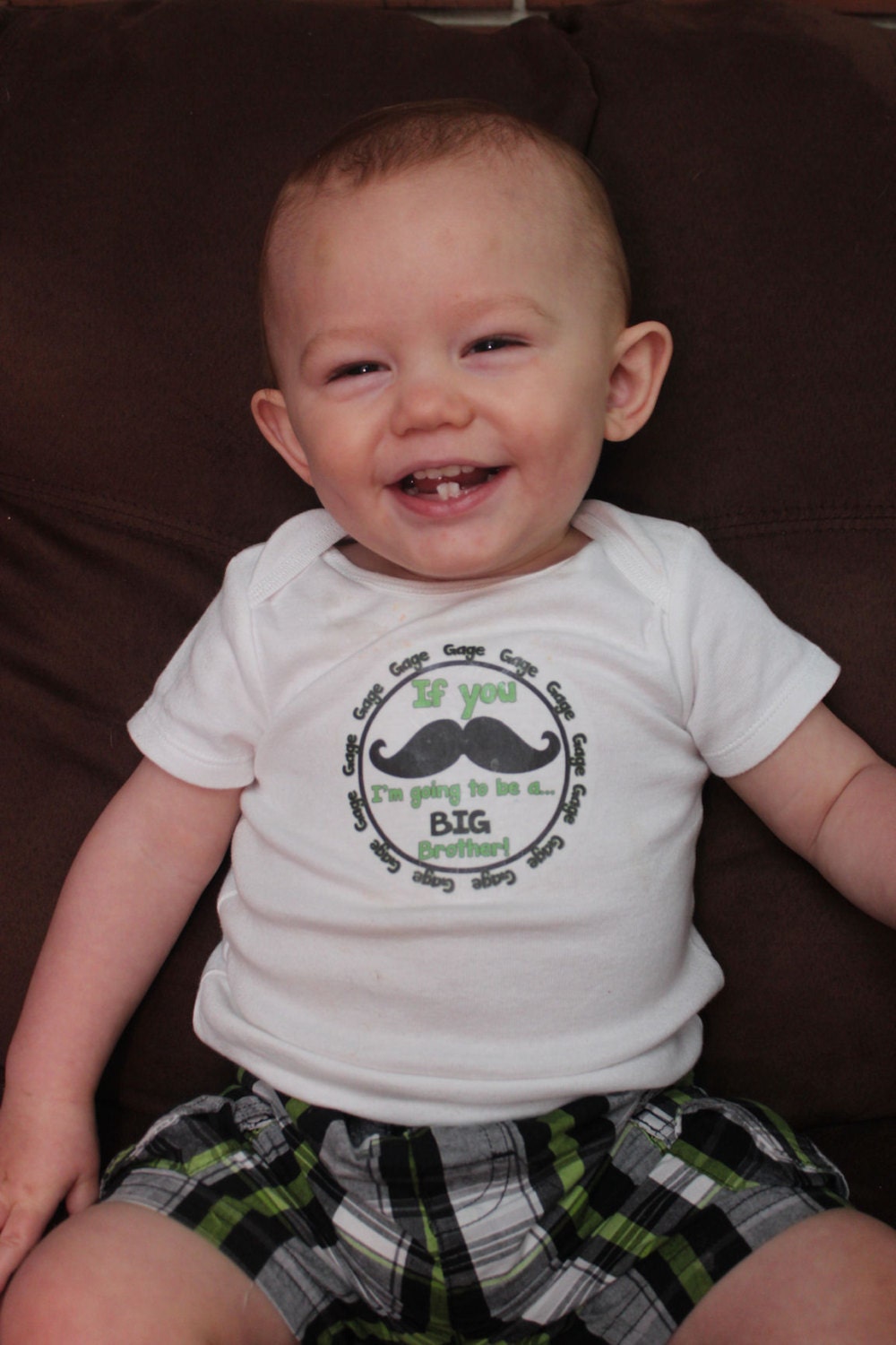 Iron on Transfer - Mustache I'm going to be a Big Brother OR Sister