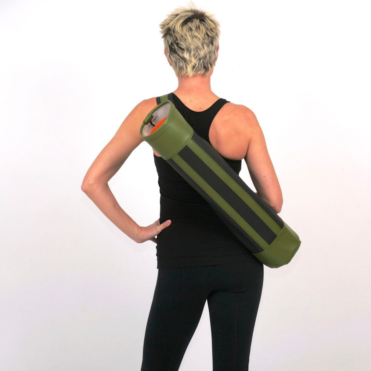 SALE- FREE SHIPPING- Swank Retro Yoga Mat Bag in Black and Green