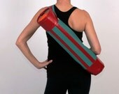 SALE- FREE SHIPPING- Swank Retro Yoga Mat Bag in Turquoise and Red