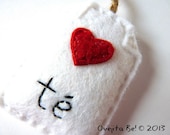 Tea bag felt bookmark - Little heart