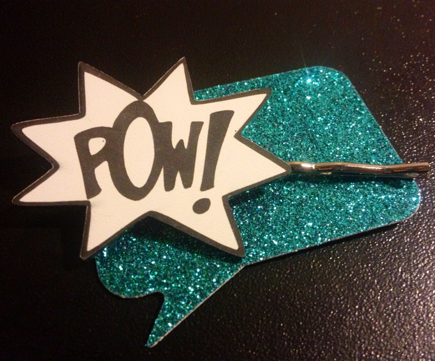 POW hair pin // laser-cut acrylic 