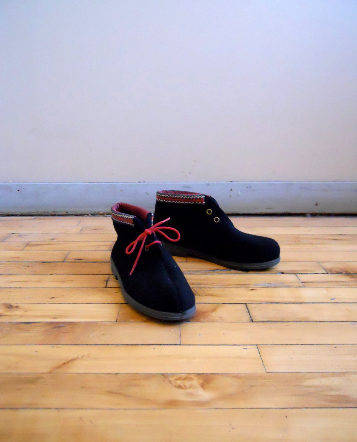 Vintage Black Felted Wool Booties by Nesna