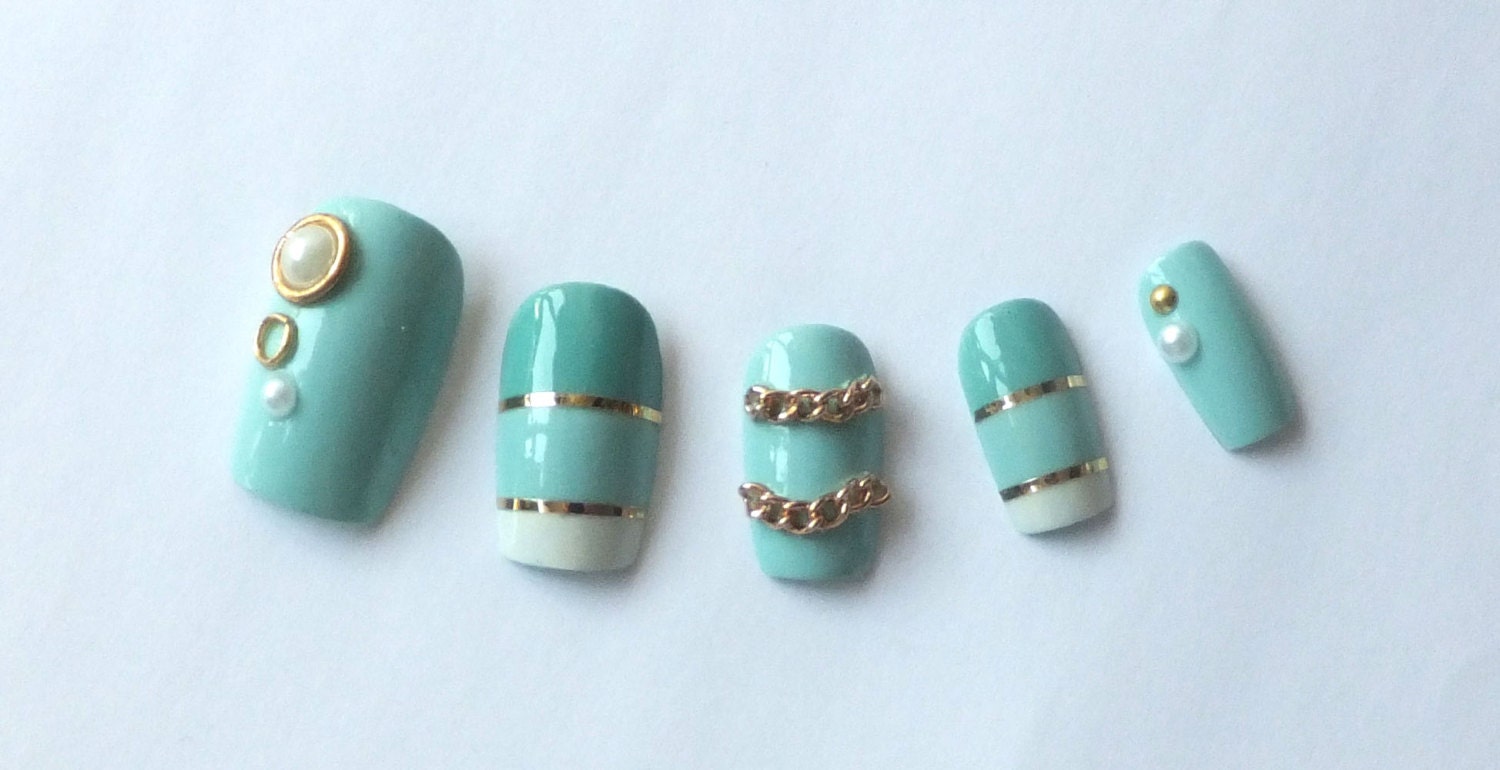 Fake Nails Seaside Nautical Beach