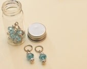 Small Blue Crystal Knitting Stitch Markers, Free Shipping