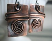 Copper Earrings Rectangle Jewelry Sterling Silver Ear Wires