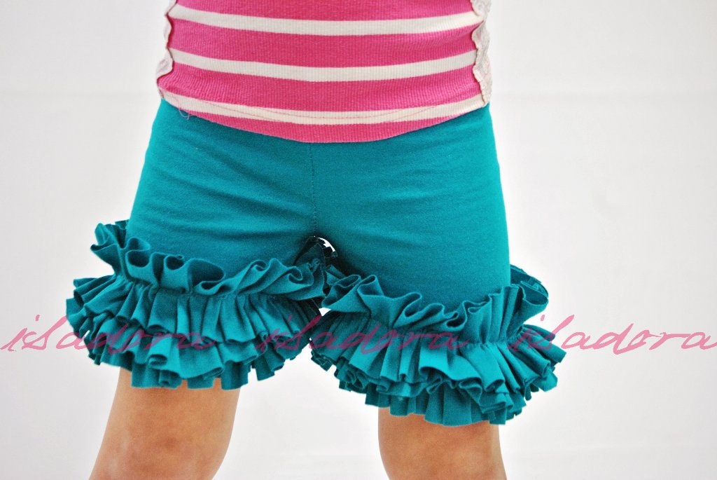 Girls Ruffle Shorts in Deep Teal