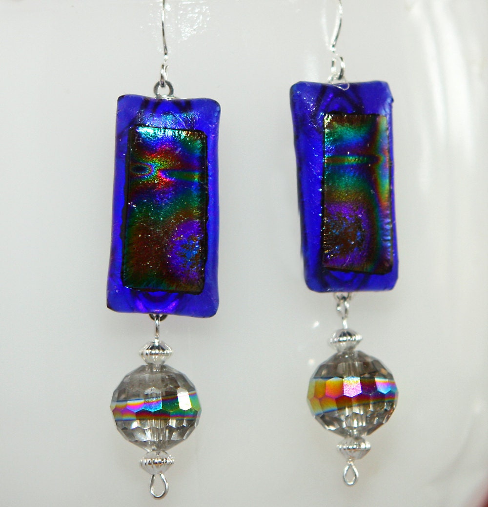 Oil Slick DIchroic Glass Earrings