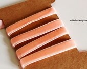 3 yds light peach elastic/stretch velvet ribbon for Headbands/Lingerie/Costume/Altered Couture---3/8''