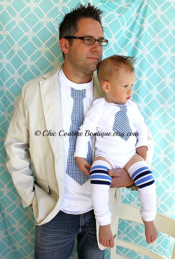 NEW Daddy Baby Set of Father's Day Tie Shirt for Father and Son. Any Size Onesie, Any Size T-Shirt, & Any Tie.  Gift for Dad and Baby