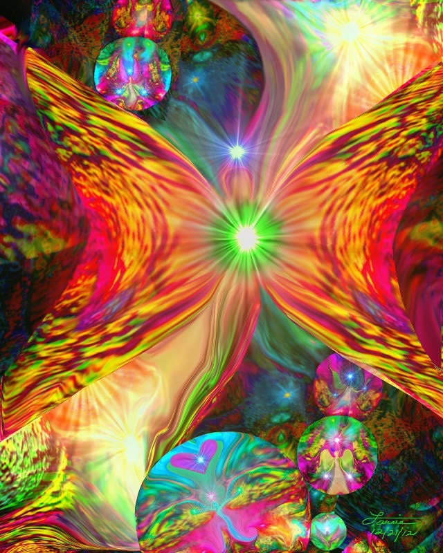 Abstract Angel Psychedelic Fairy Reiki Wall Decor Chakra Art