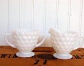 Vintage Milk Glass - Creamer and Sugar Bowl