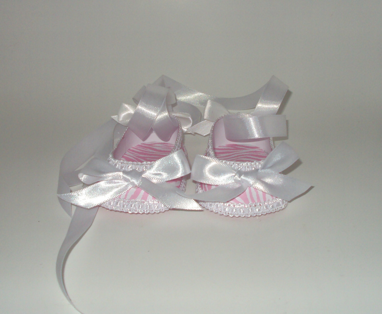 Paper Shoes Pink Zebra Print Baby Ballet Slippers Il_570xn