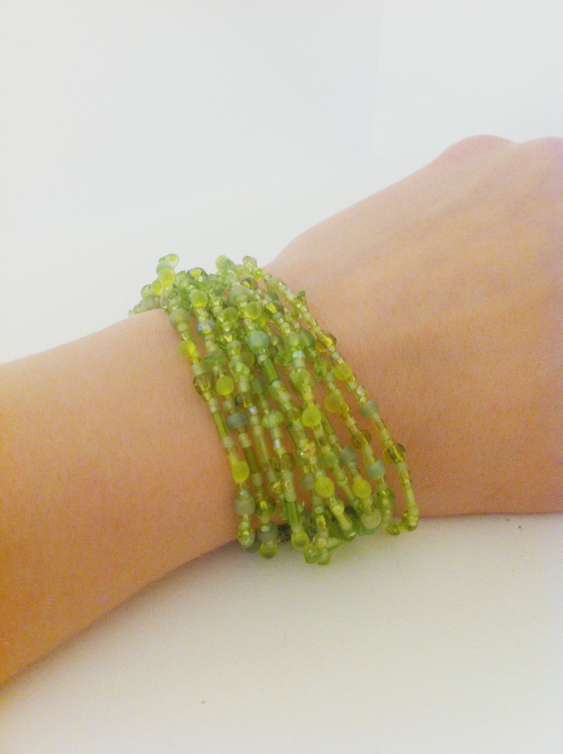 Olive Green Beaded Bracelet