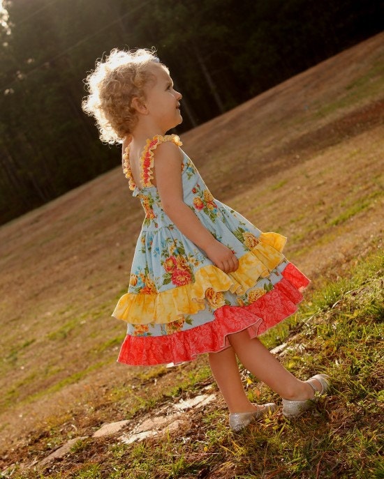 Girls Easter Handmade Boutique Ruffle Dress Sizes 6-12 M, 12-18 M, 18-24 M, 2, 3, 4, 5