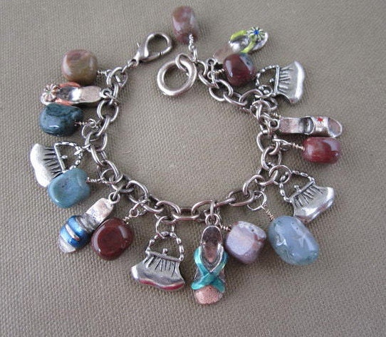 Miss Diva Charm Bracelet Shoes Purses and Stones