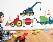 Construction Wall Decals and Stickers, Large Size, Play Room Art, Baby Room, BOys Room, Gifts for Boys