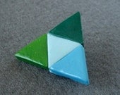 Pyramid Blues and Green Triangle Brooch - Basics Batch