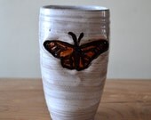 Monarch butterfly stoneware tumbler cup