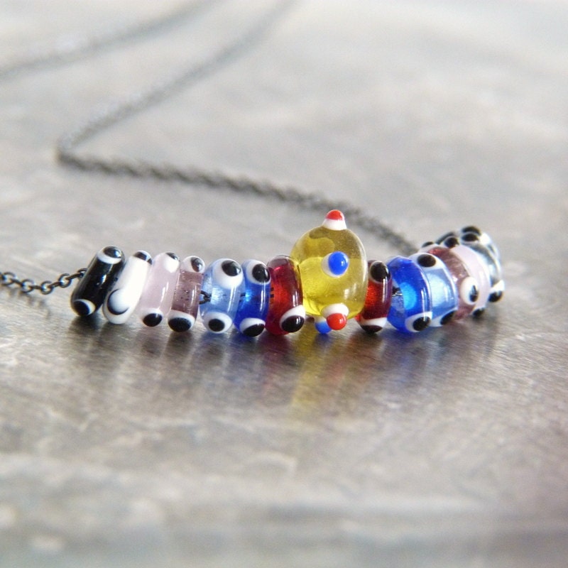 Limited Edition - Glass Beads Necklace - Spring Summer Jewelry in Yellow Red Blue Pink White and Black